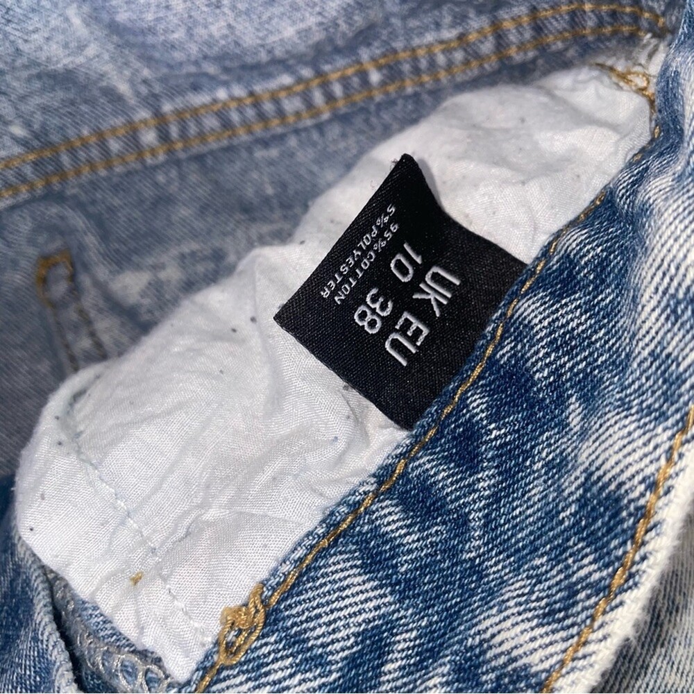 Nasty Gal jeans Split Hem Distressed Straight Leg Jeans US SZ 10 distressed acid - Picture 5 of 12